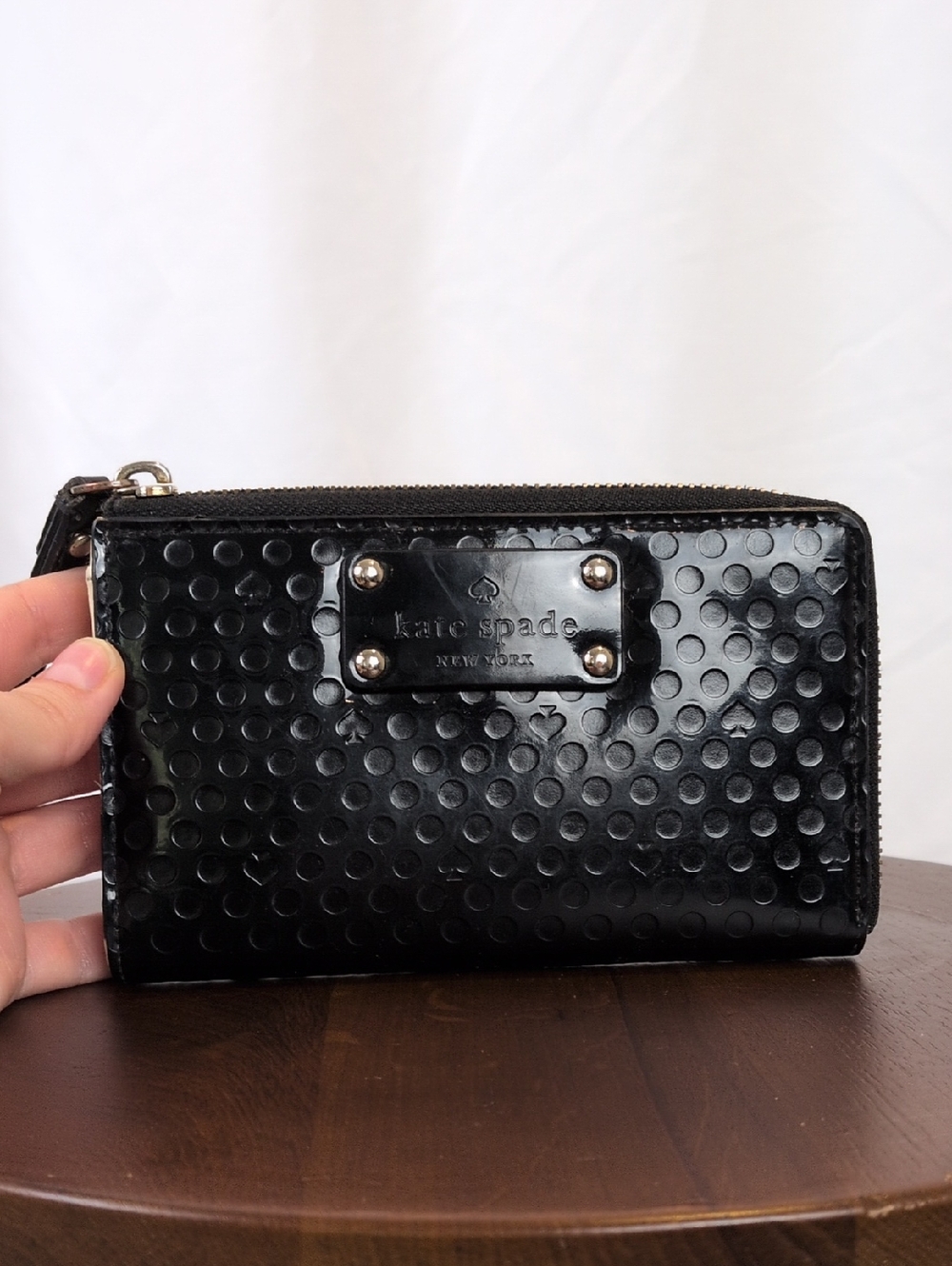 Kate Spade Catarina Beale Street Black Patent Wristlet